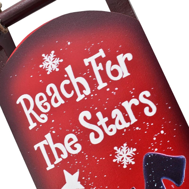 Linfevisi Christmas Sled Decor Snowman Wood Signs Santa Sleigh Wall Decoration Wooden Hanging Xmas Ornaments Outdoor, 4.4x15 Inch - Image 2